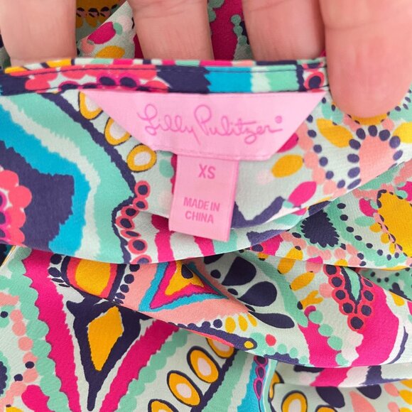 Lilly Pulitzer Crown Jewels Trace Silk Top XS - Picture 5 of 7